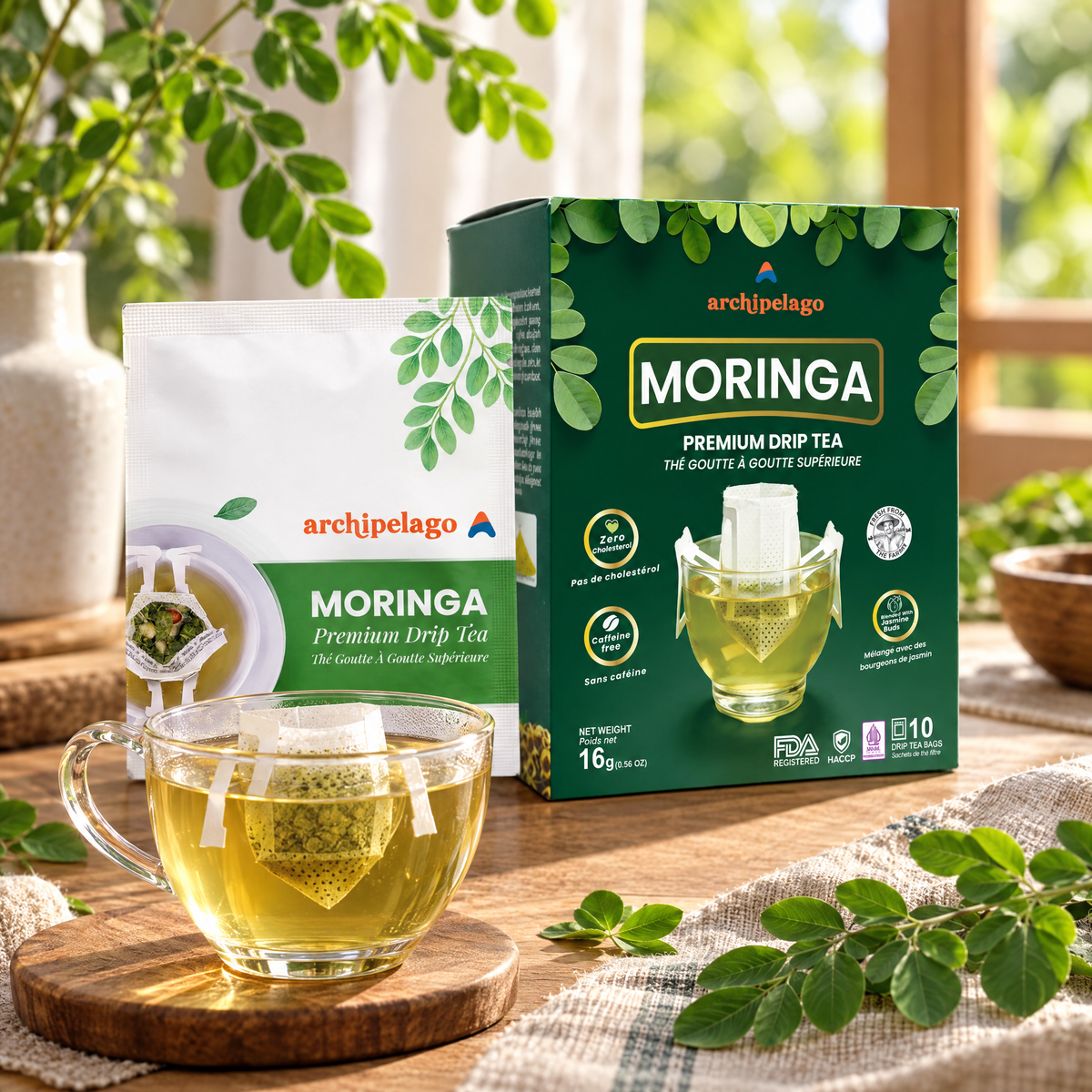 Organic Moringa Drip Tea, 16 g