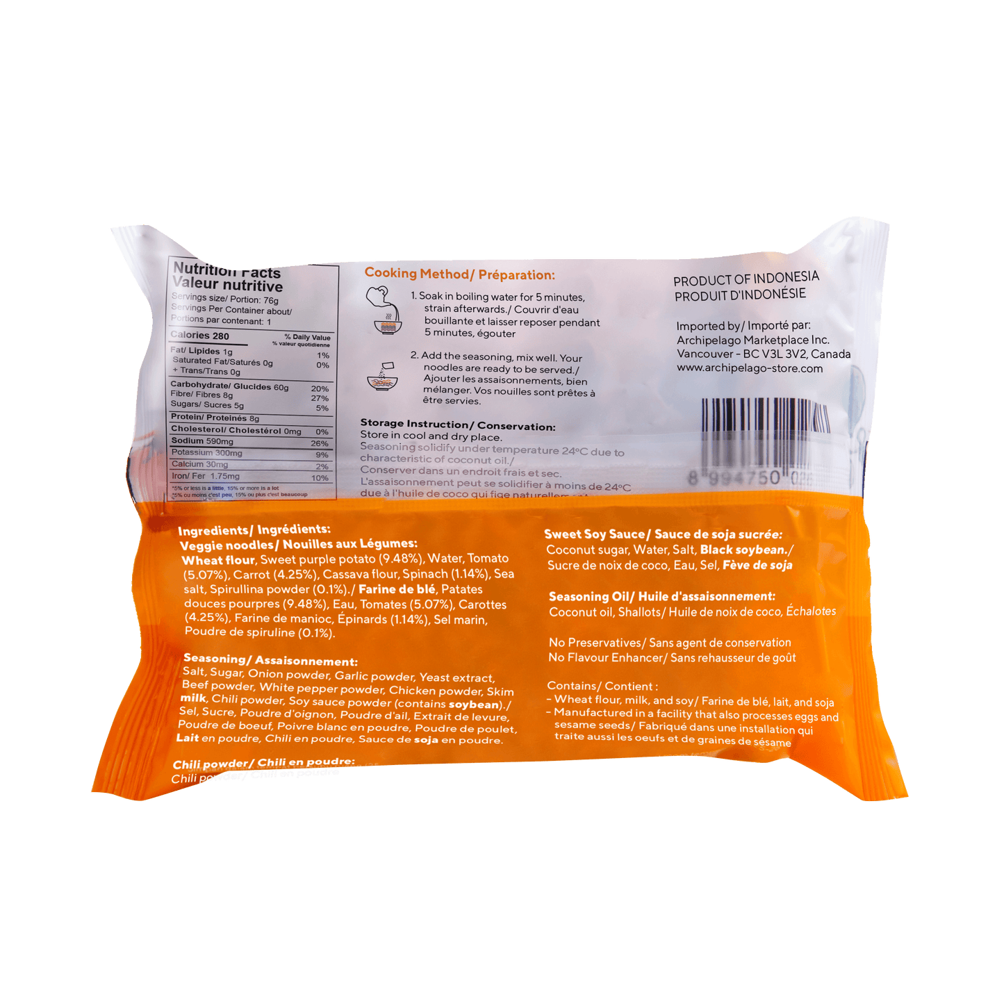 Rainbow Veggie Noodle with Seasoning - 1 Case (28pcs) - Archipelago Foods